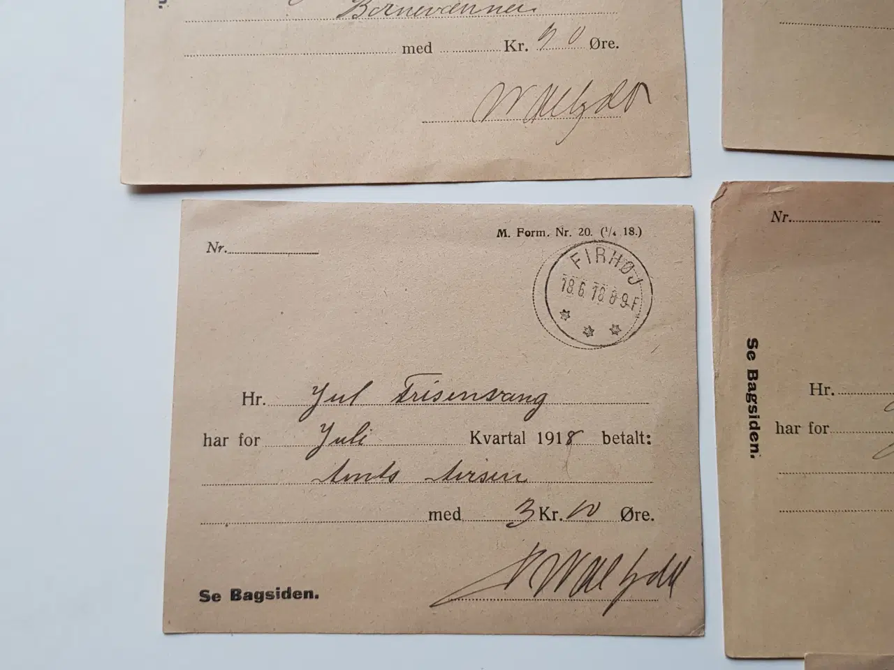 Billede 3 - Kvitteringer 1918 - 1920 15 stk