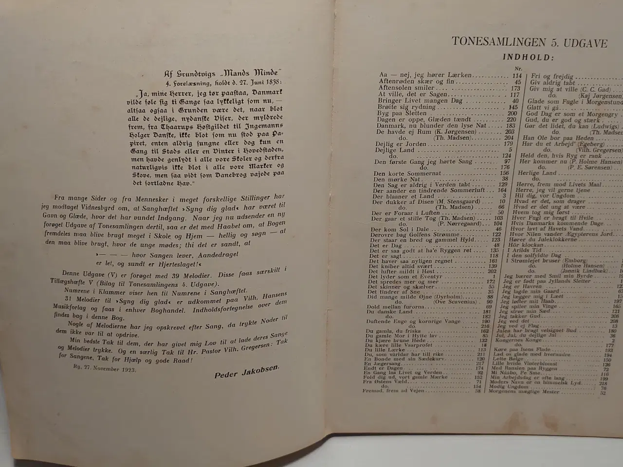 Billede 3 - Peder Jakobsen: Syng dig glad Tonesamling. 1923.