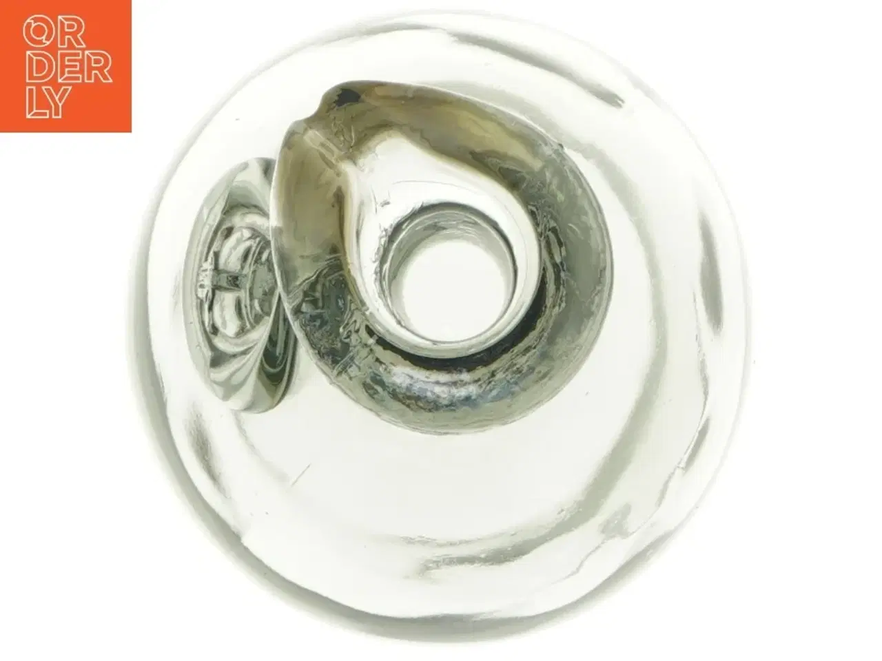 Billede 2 - Glasflaske med dekorativt emblem (str. 23 cm)