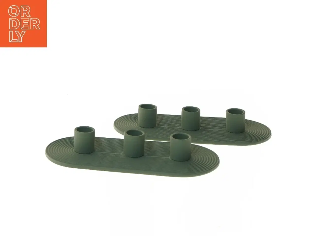 Billede 1 - Oval grøn lysestager fra House Of Sander (str. 2 stk 24 cm)