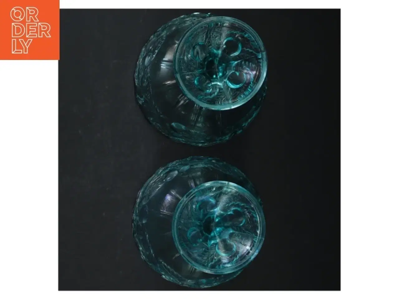 Billede 3 - Turkise opsatser i krystalglas (str. H. 13 cm. ø. 13 cm)