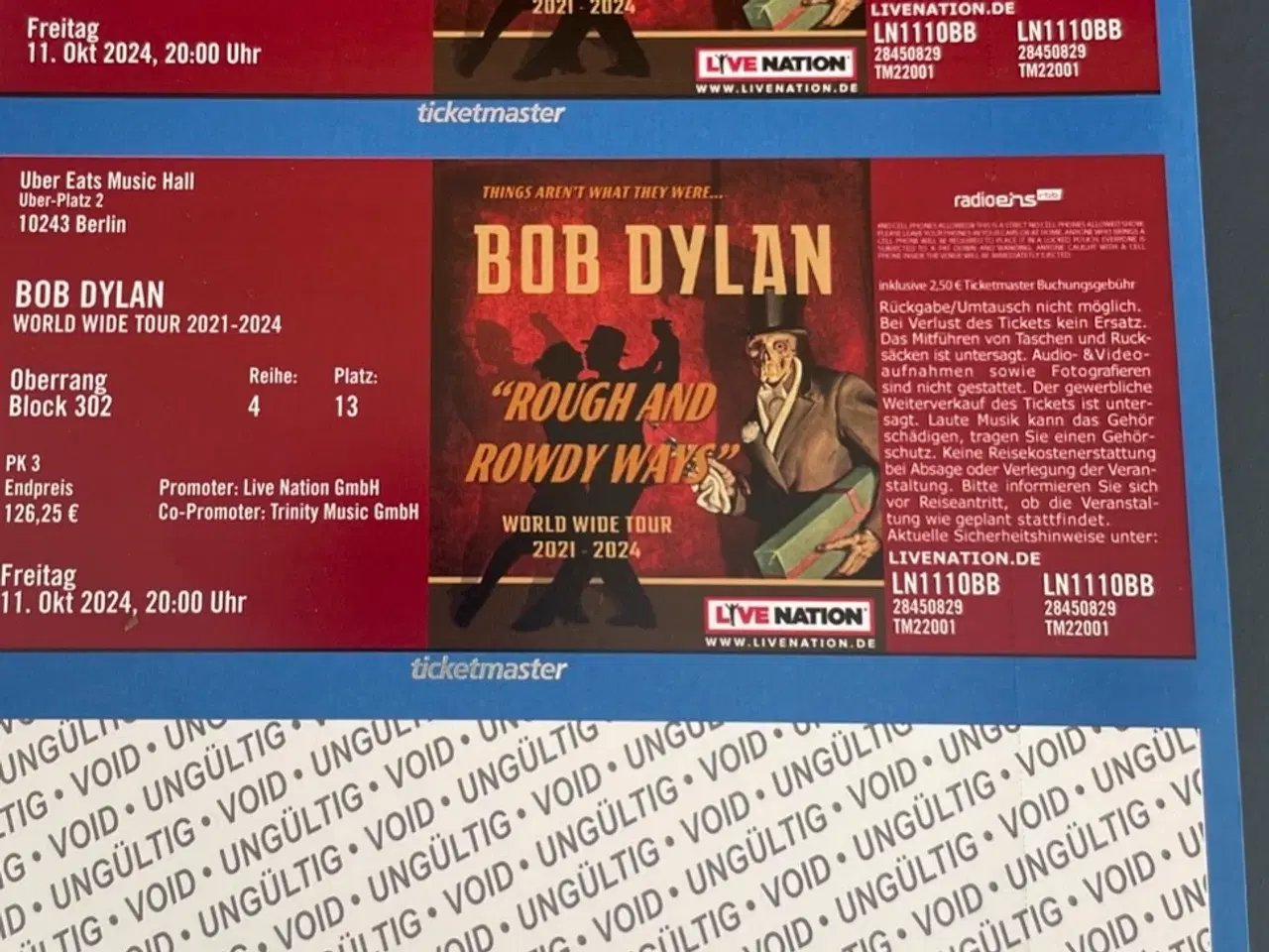 Billede 1 - Billetter til Bob Dylan i Berlin