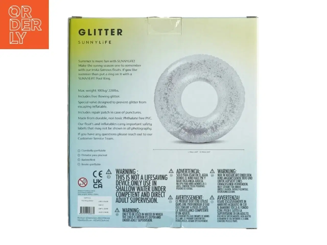 Billede 4 - Sunnylife Glitter Pool Ring fra Sunnylife (str. 24,5 x, 21,5 x 6 cm)