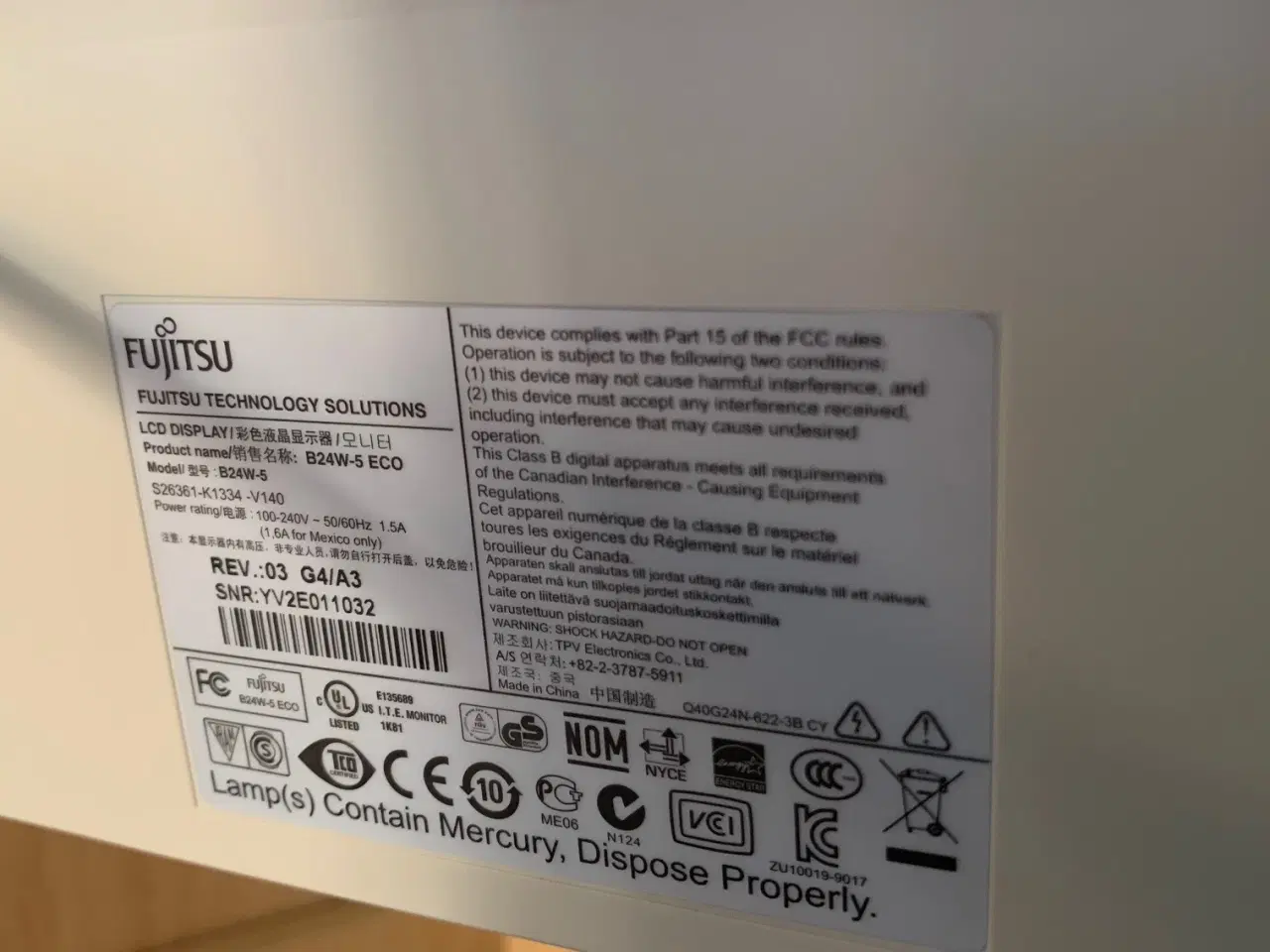 Billede 3 - Fujitsu B24W-5 ECO monitor