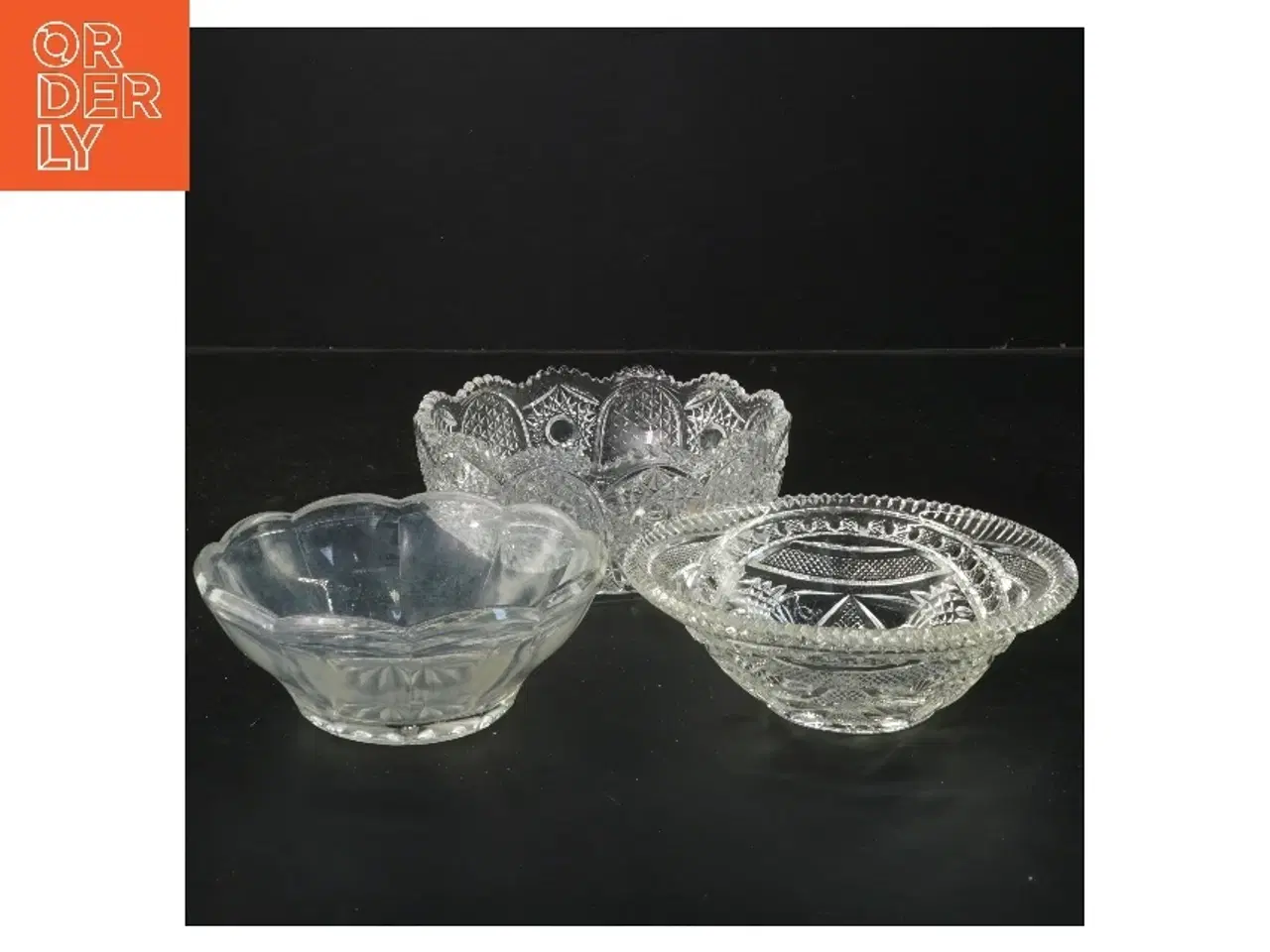 Billede 1 - Sæt med 3 dekorative glasskåle (str. 3 stk Ø 13,5 cm)