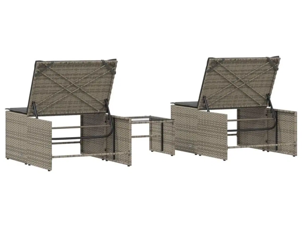 Billede 8 - Liggestole 2 stk. med bord grå polyrattan
