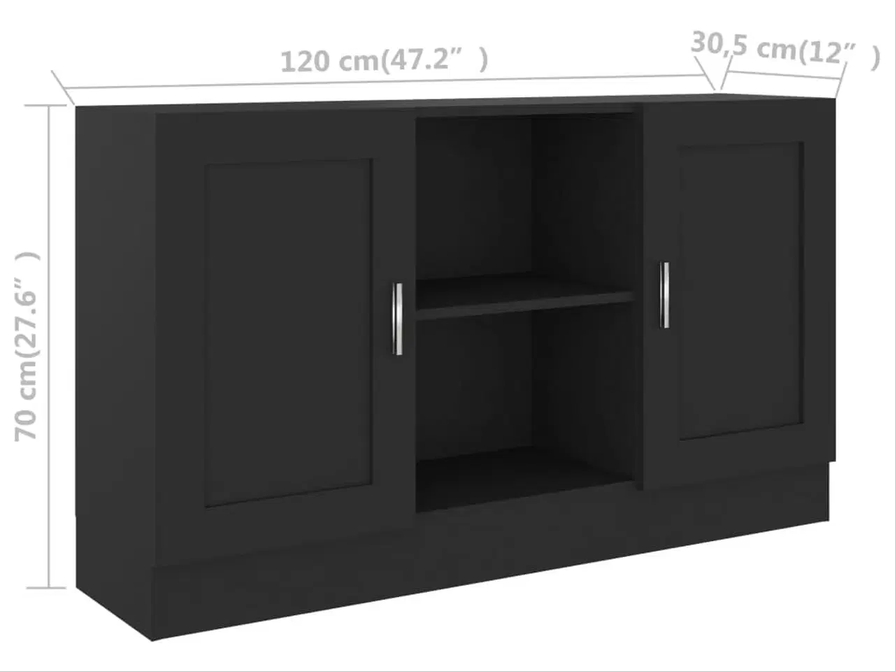 Billede 8 - Skænk 120x30,5x70 cm konstrueret træ sort