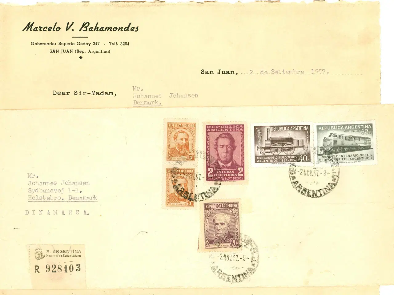 Billede 1 - Argentina. R-brev 1957