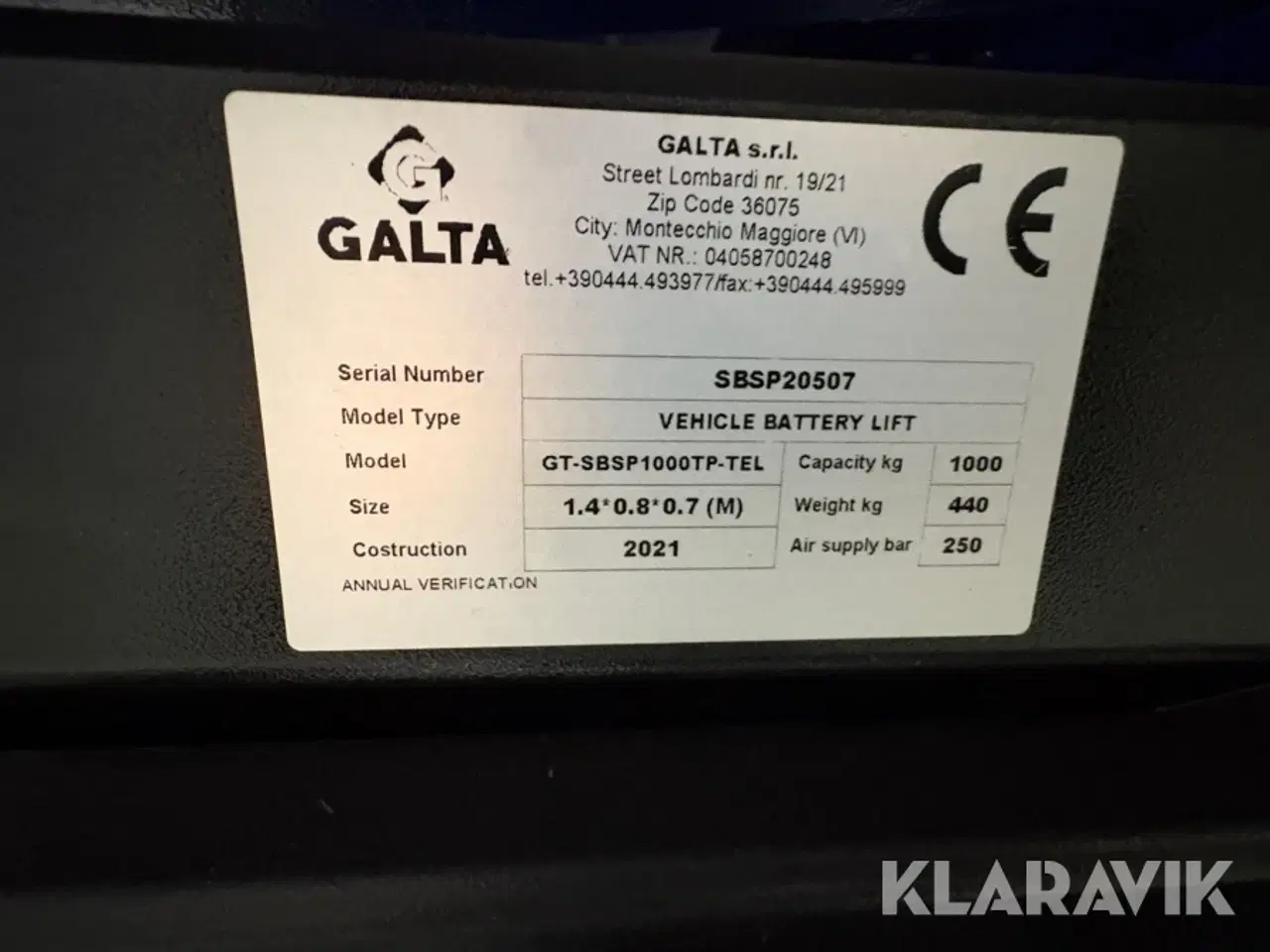 Billede 5 - Løftevogn Galta GT-SBSP1000TP-TEL