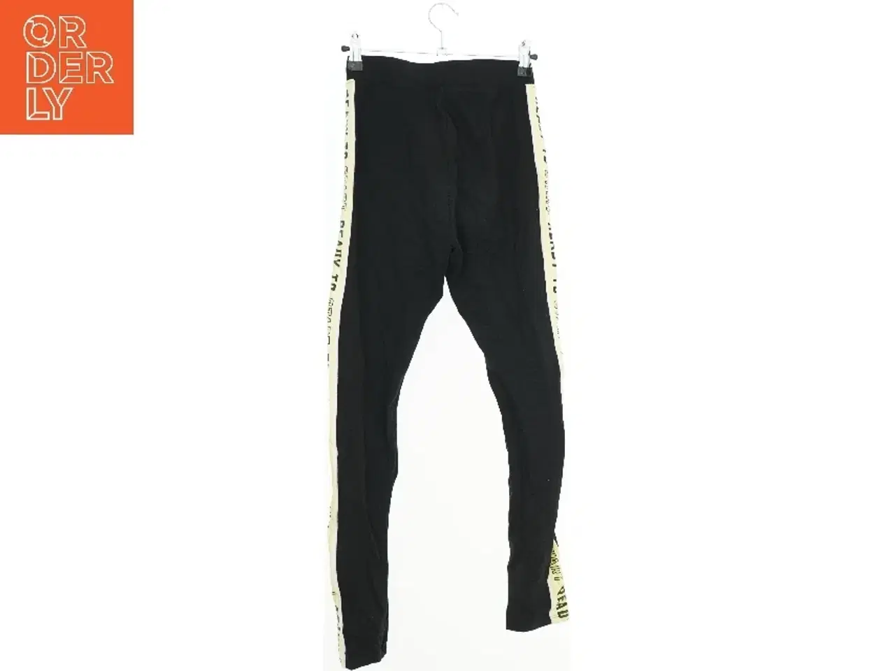 Billede 2 - Lange sorte leggings med gule striber fra H&M (str. 164)