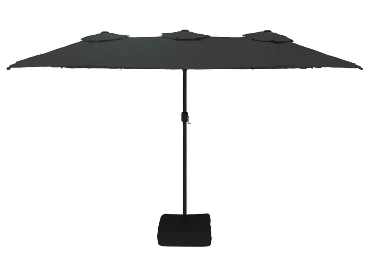 Billede 4 - Parasol med dobbelt parasoldug og LED-lys 449x245 cm sort