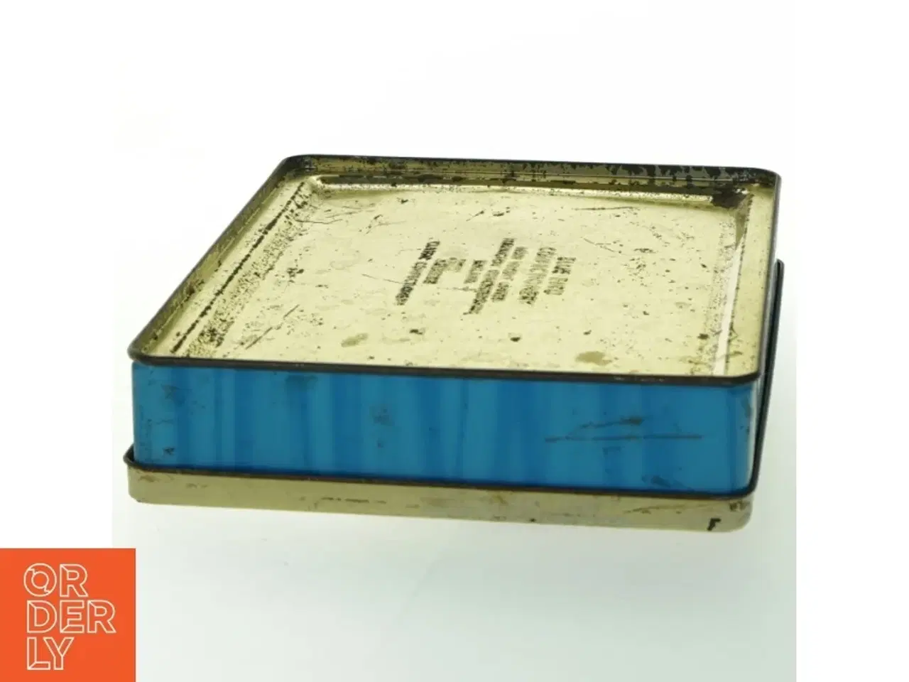 Billede 6 - Antik Blå metaldåse med blomstermotiv fra Blue Bird Confectionery (str. 20,5 x 17 cm)