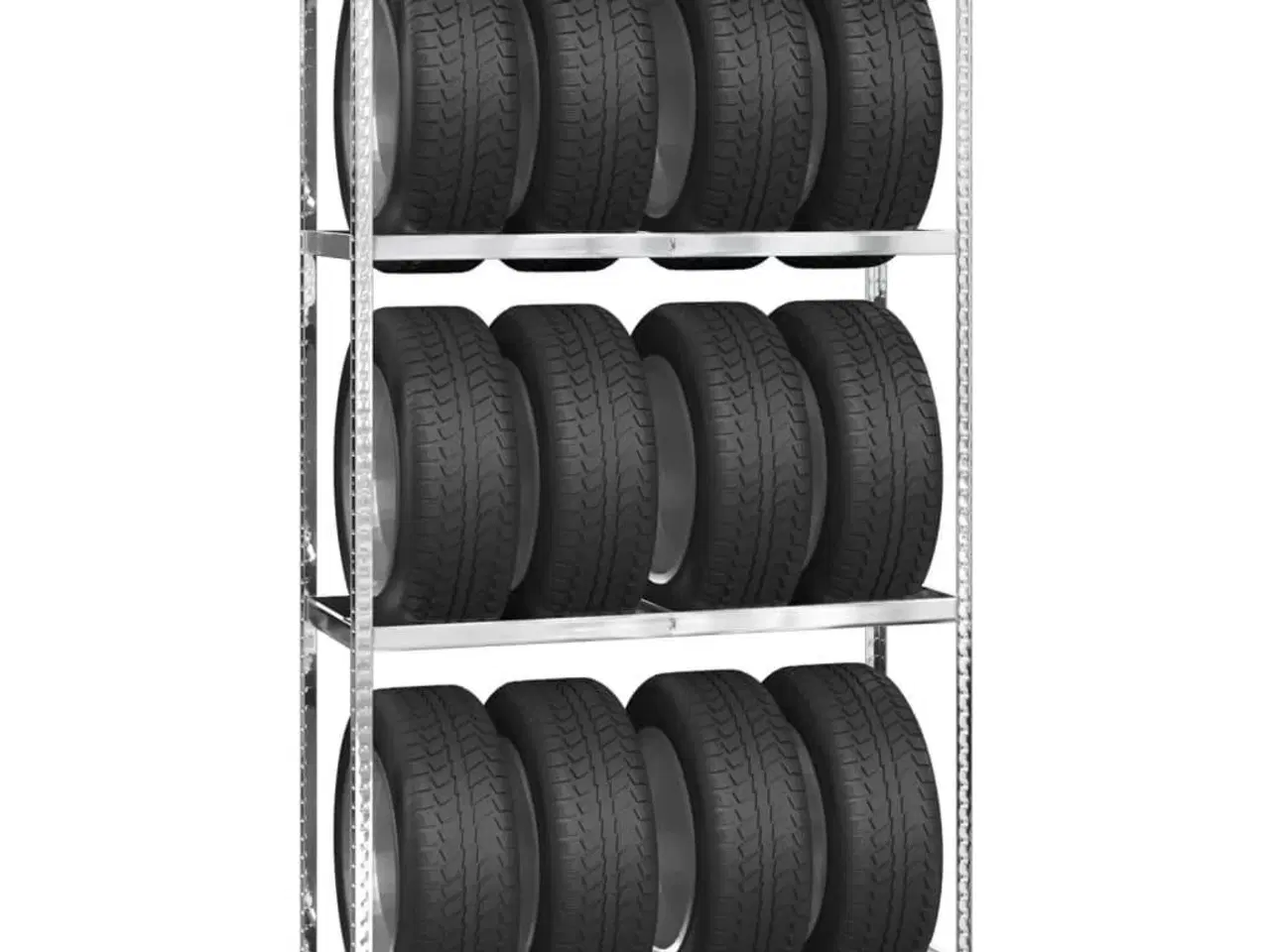 Billede 3 - Dækreol med 3 hylder 110x40x200 cm stål sølvfarvet