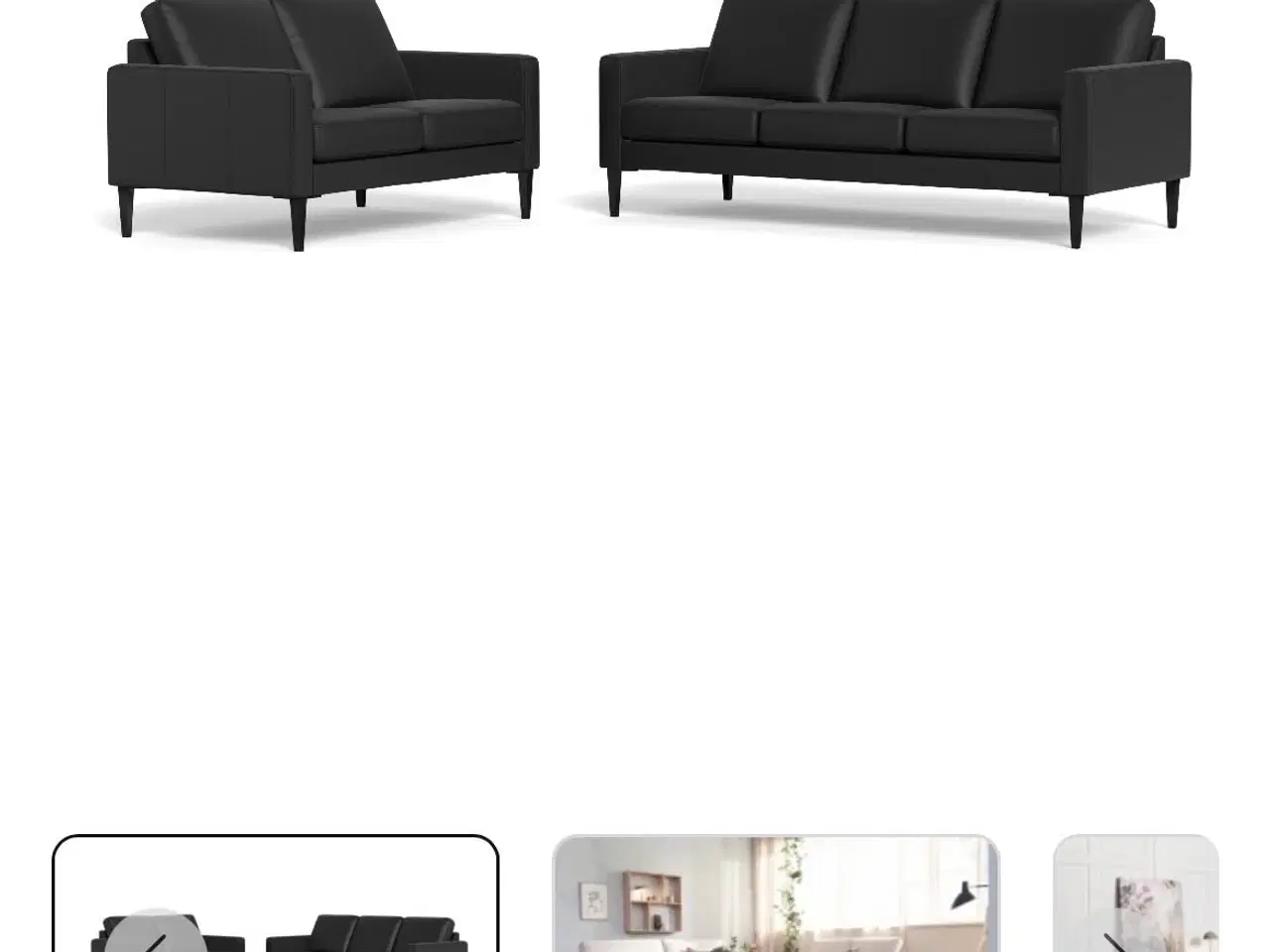 Billede 1 - Sort sofa i læder