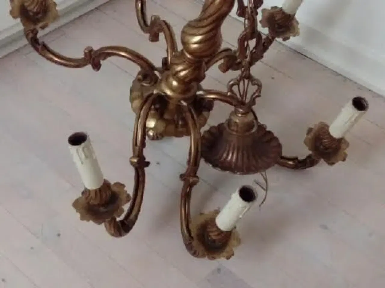 Billede 1 - Loftslampe, antik, 6 armet