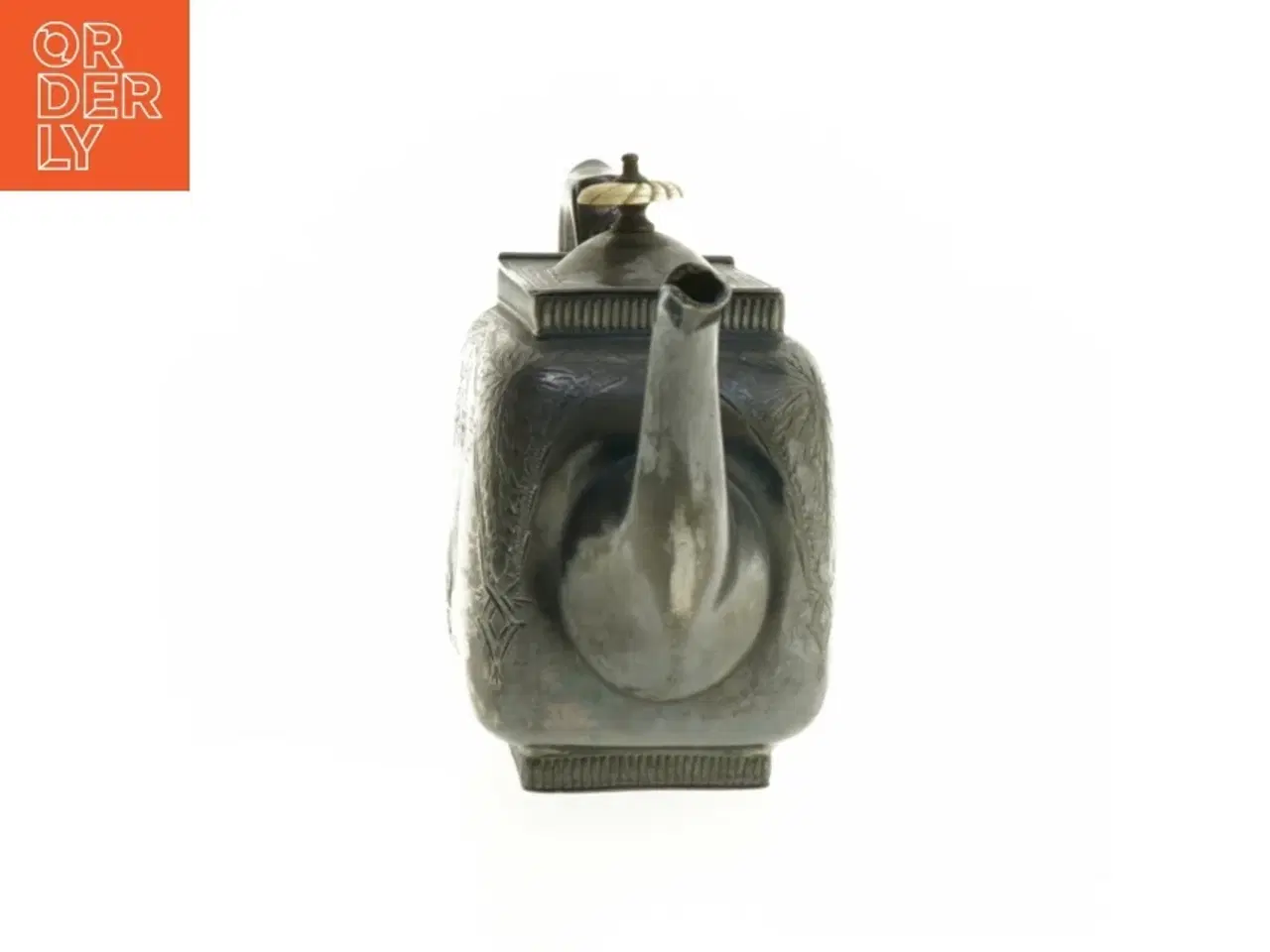Billede 4 - Antik sølvfarvet tekande (str. 25 x 14 x 9 cm)