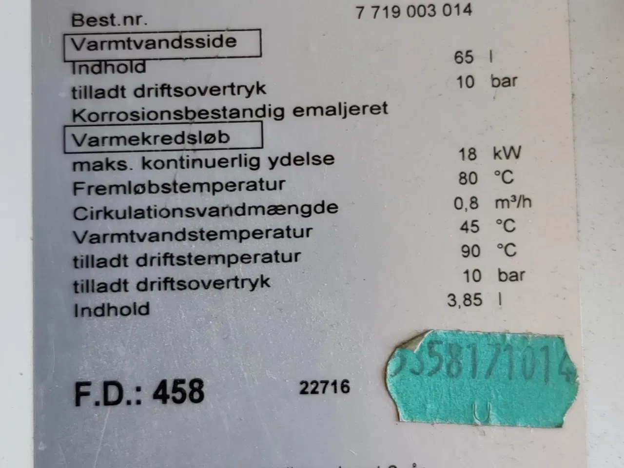 Billede 4 - Bosch gasfyr og varmtvandsbeholder. Ca 9 år.