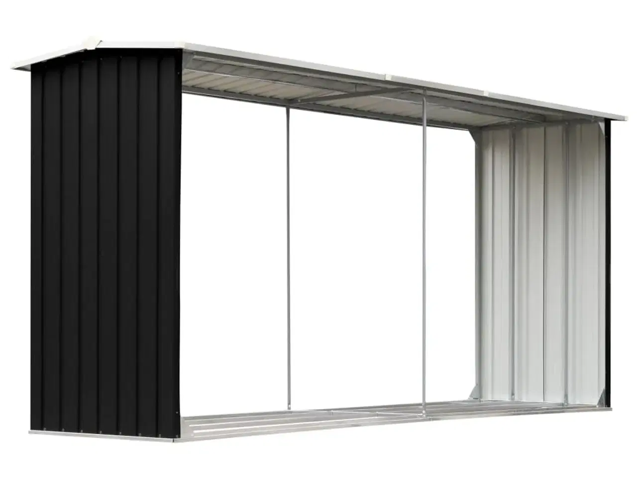 Billede 2 - Brændeskur 330 x 92 x 153 cm galvaniseret stål antracitgrå