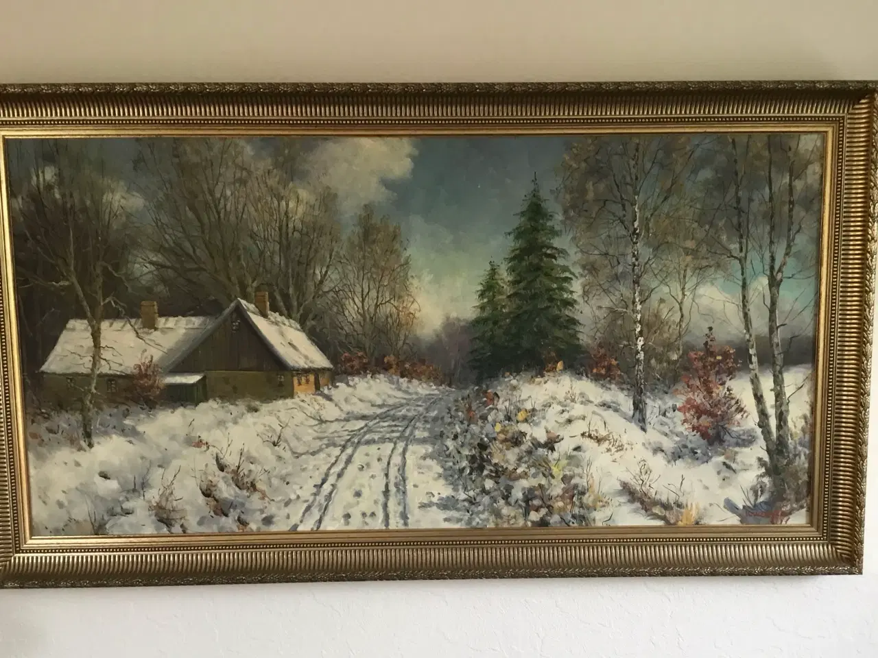 Billede 1 - Stort vinter maleri af K. Werner
