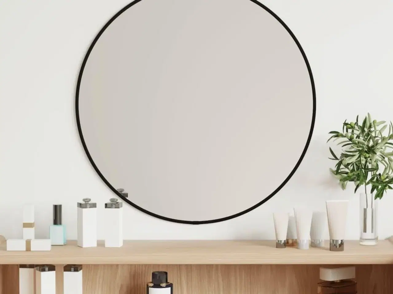 Billede 1 - Vægspejl Ø 50 cm rundt sort