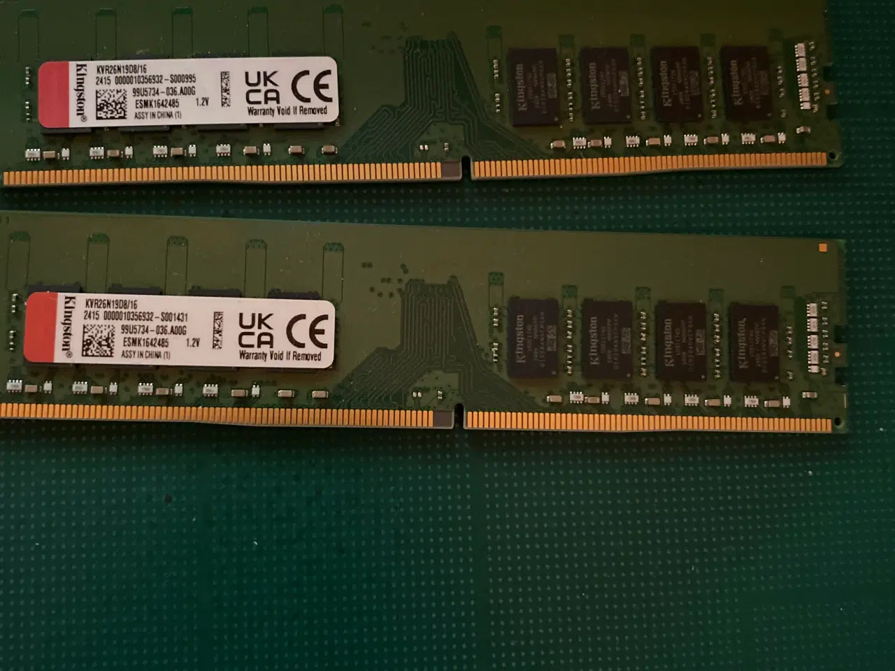 Billede 1 - To moduler af Kingston DDR4 RAM a 16 GB