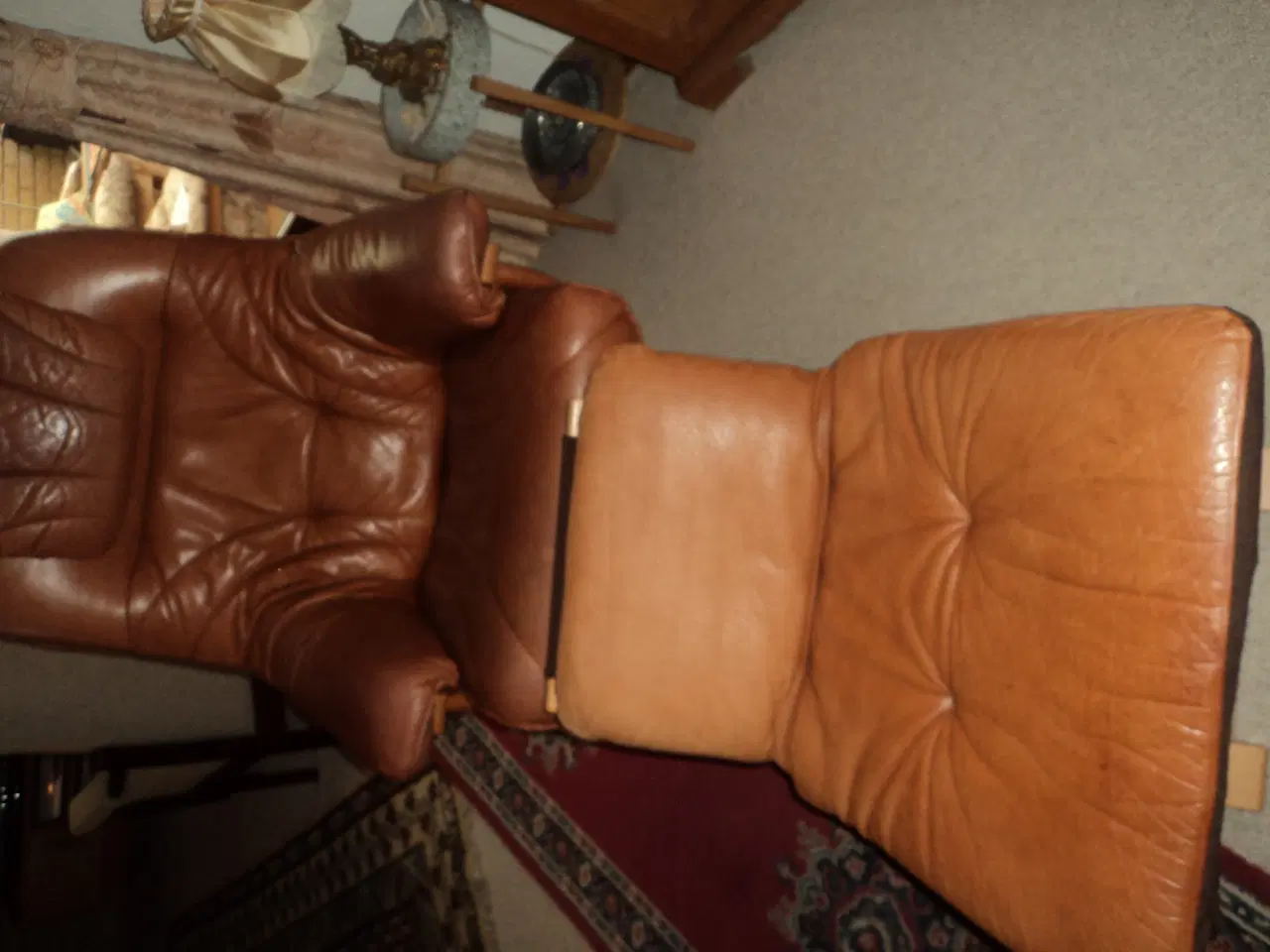 Billede 2 - læder stol med skammel