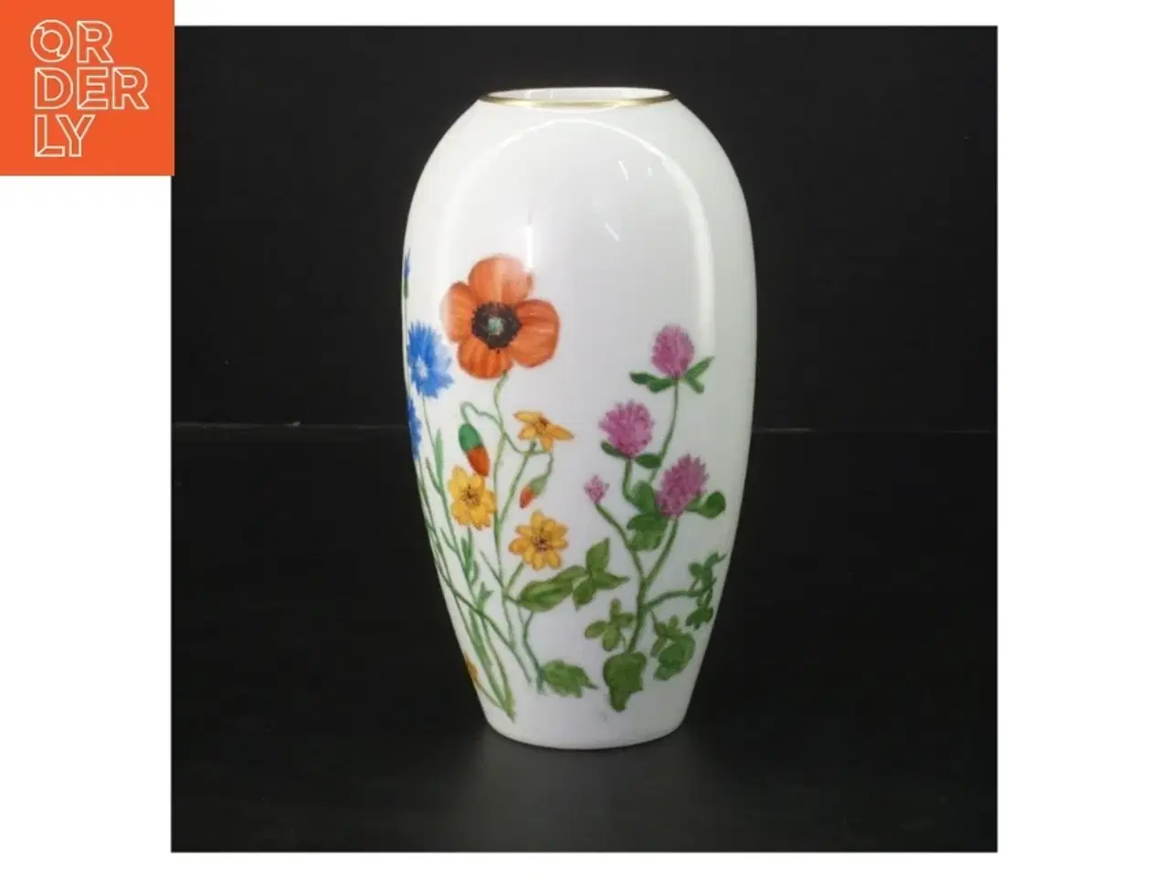 Billede 1 - Porcelænsvase med blomsterdekoration (str. 16 cm)