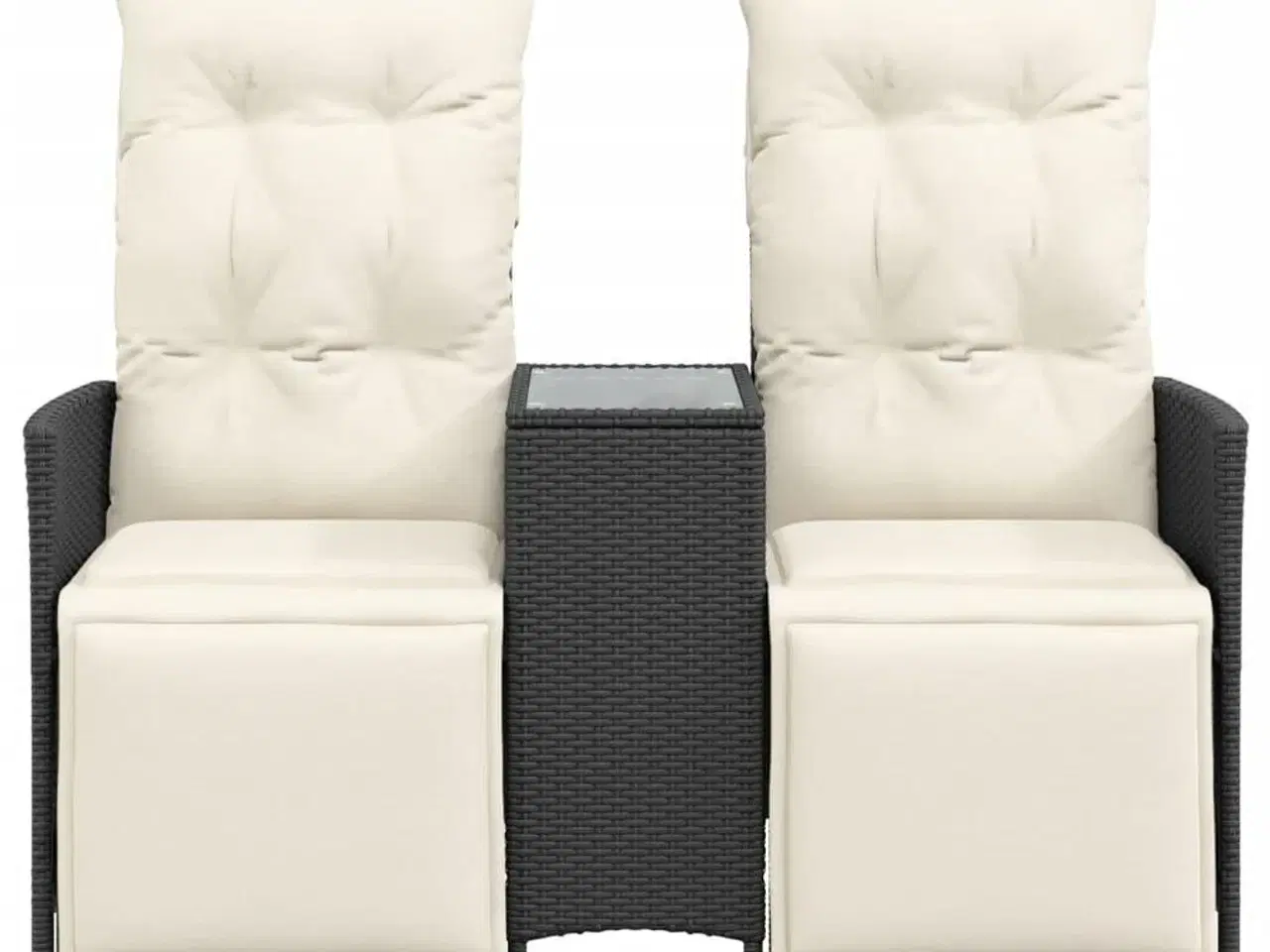 Billede 4 - 2-personers havesofa med bord og lænefunktion polyrattan sort