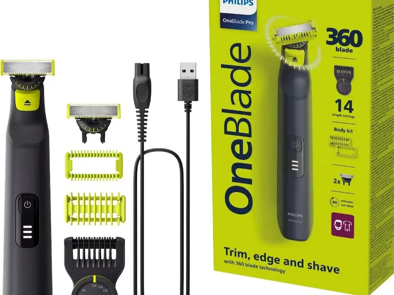 Billede 1 - Barbermaskine Philips OneBlade Pro 360 QP6542/15 – sort trimmer til ansigt og krop