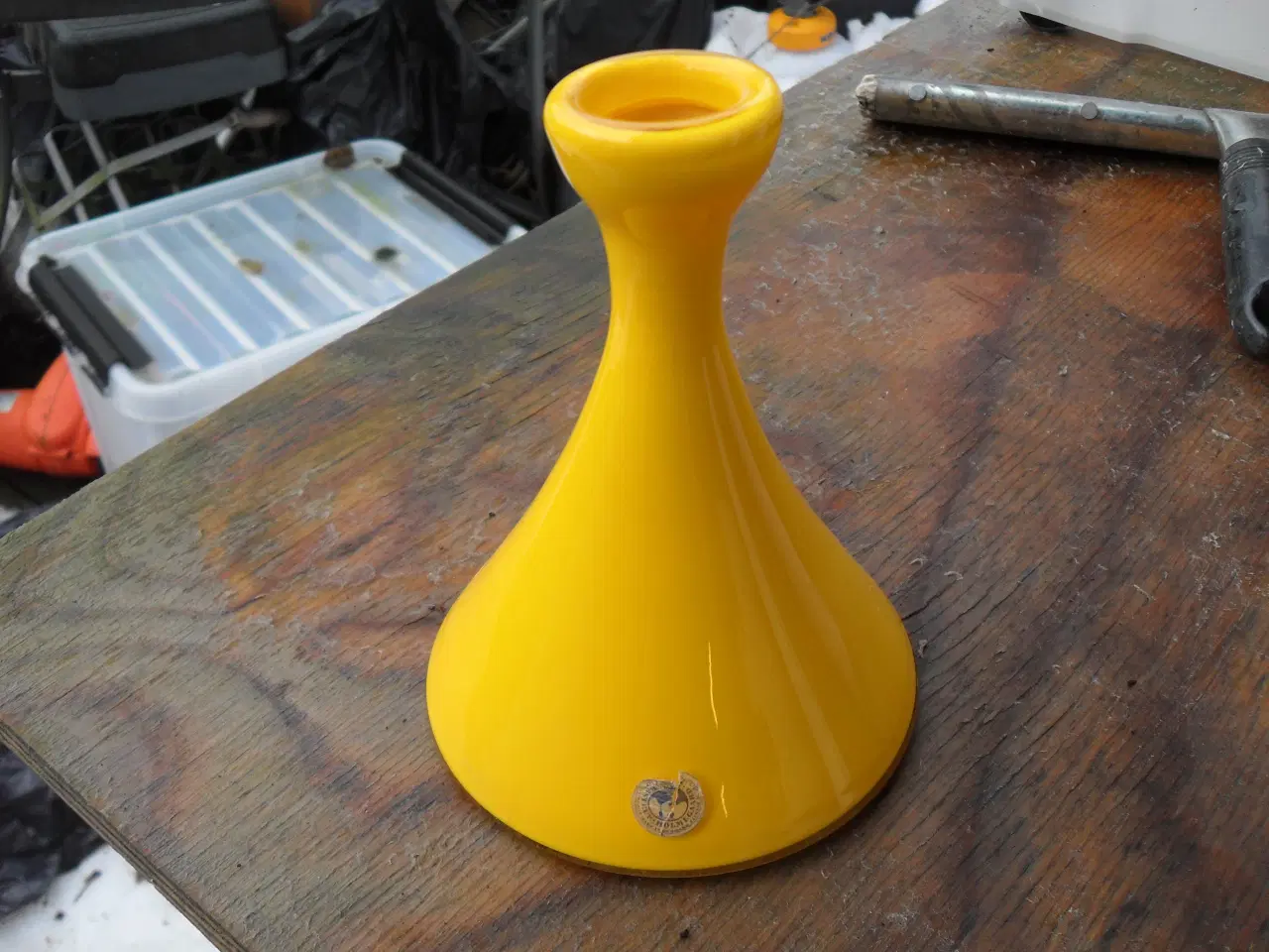 Billede 1 - flot holmegaard gul vase h. 16,5 cm. ø. 13 cm.