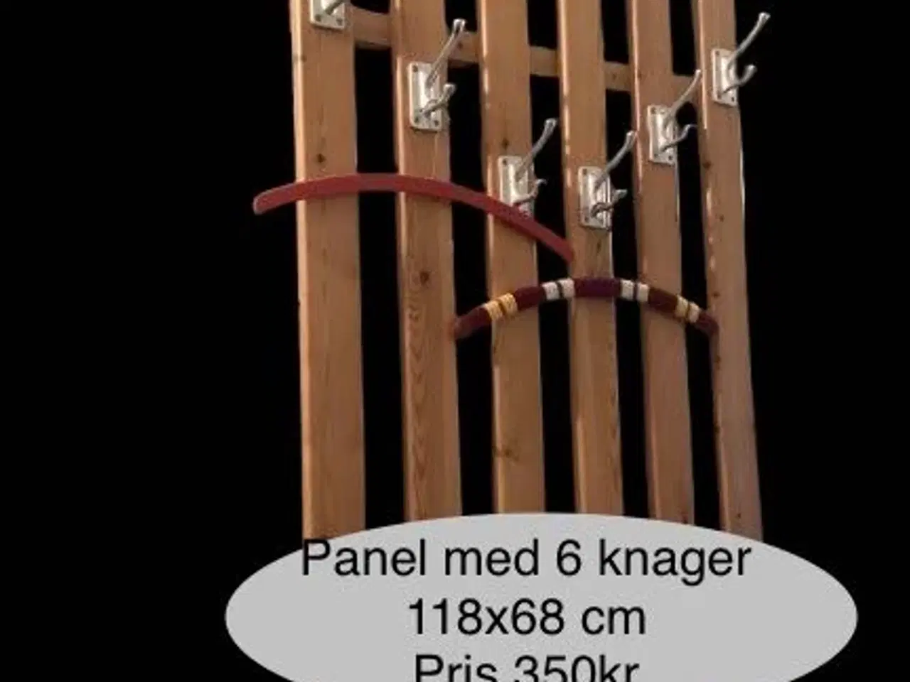 Billede 1 - Retro vægpanel med metal knager