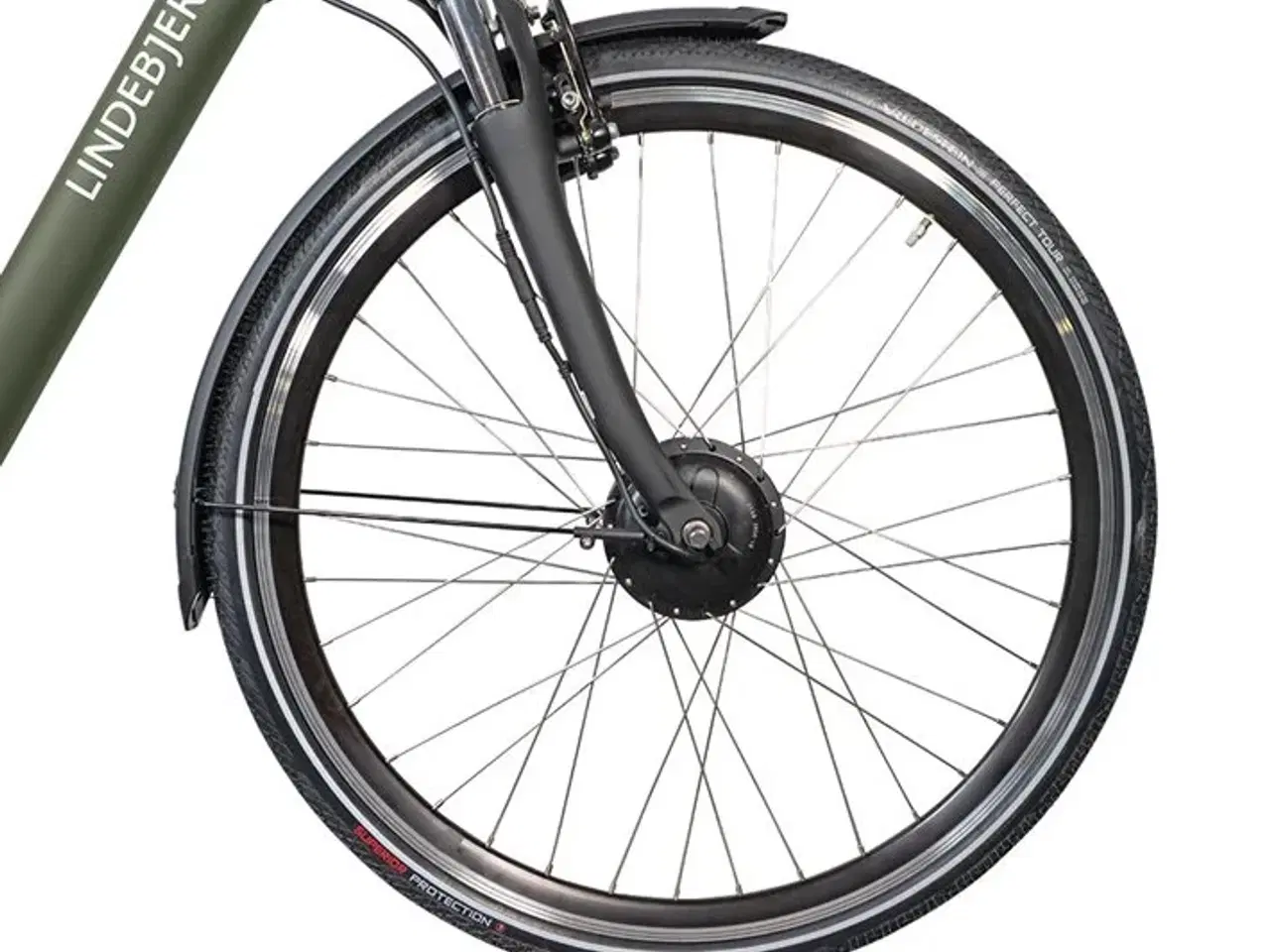 Billede 4 - Lindebjerg 28'' Elcykel Front LUX - Mat grøn