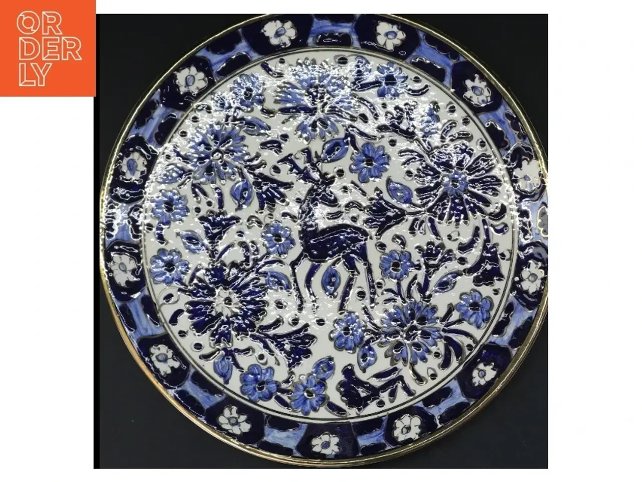 Billede 1 - Dekorativ porcelænstallerken med blåt mønster (str. Ø 27 cm)