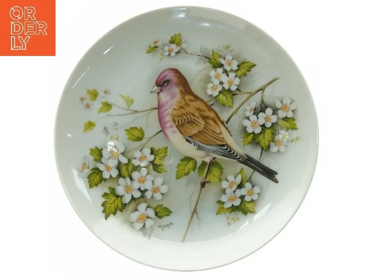 Billede 1 - Dekorativ porcelænstallerken med fuglemotiv fra Kaiser (str. Diameter 20 cm)