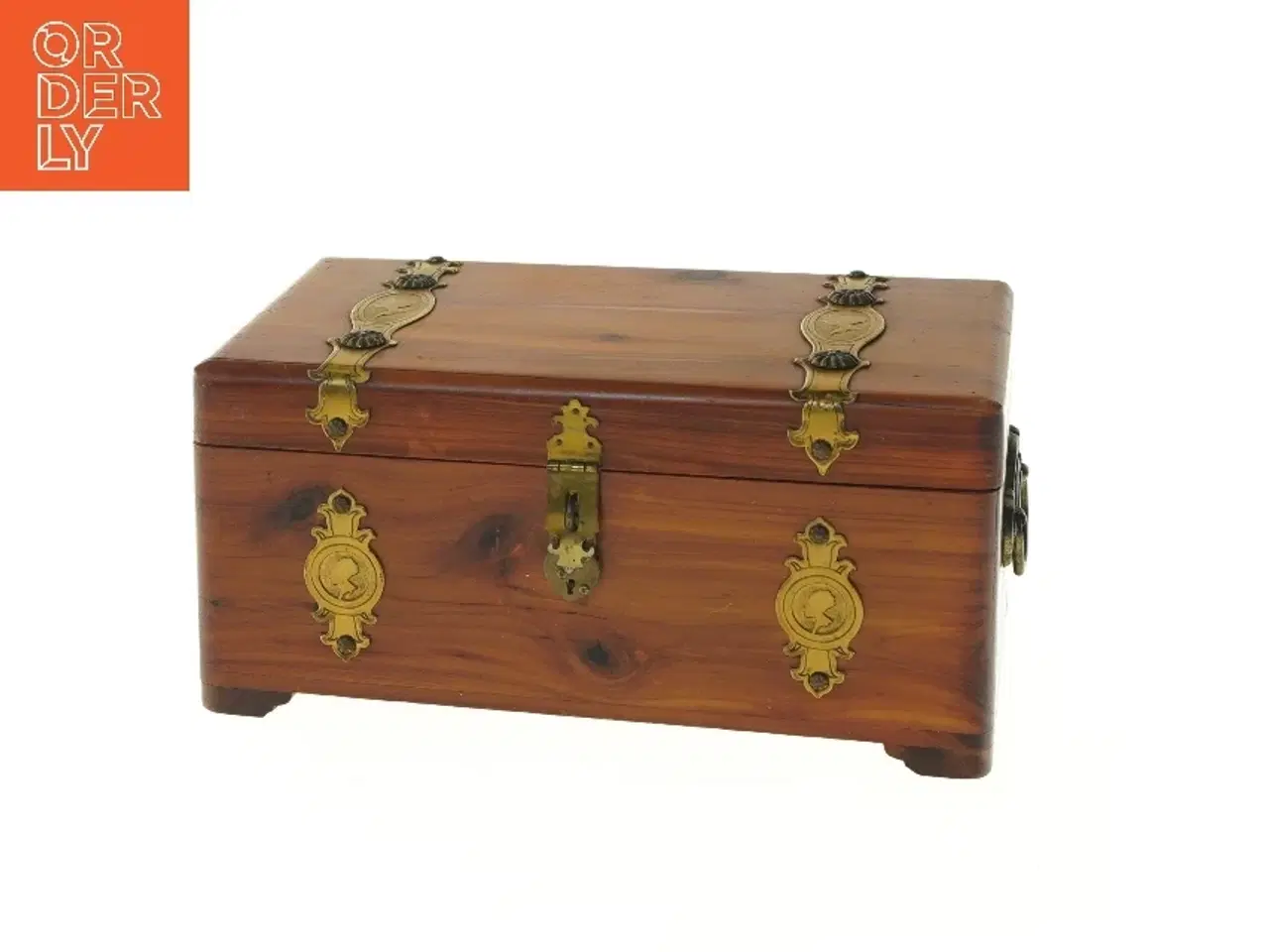 Billede 1 - Trækasse med metalbeslag (str. 25,5x15,5 cm)