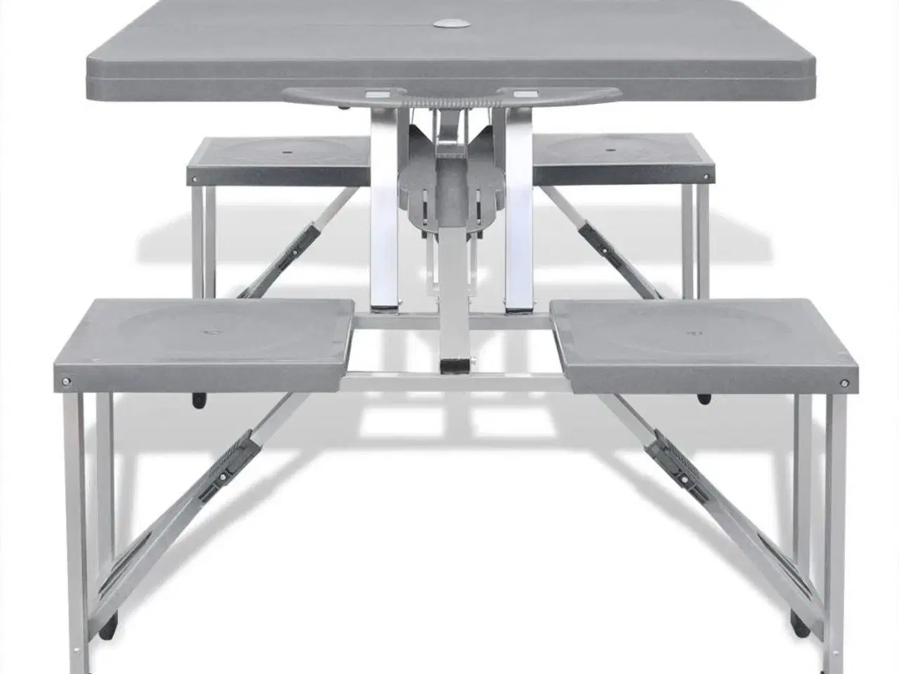Billede 3 - Foldbart campingbordsæt med 4 taburetter i aluminium, ekstra let, grå