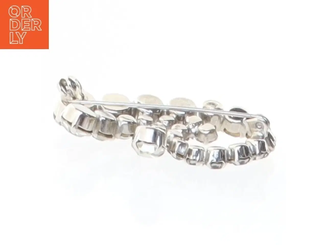 Billede 6 - Sølvfarvet broche med sten (str. 4 cm)