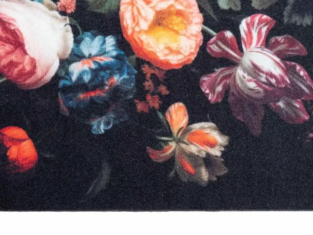 Billede 5 - Køkken tæppe Blomstret Sort 150 x 45 cm Fløjl