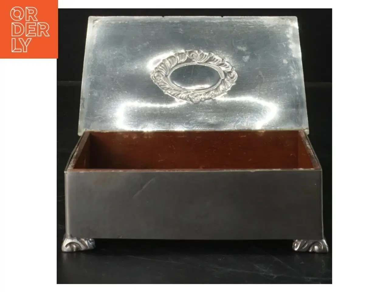 Billede 1 - Tin skrin med indgravering (str.  15x9,5x5 cm)