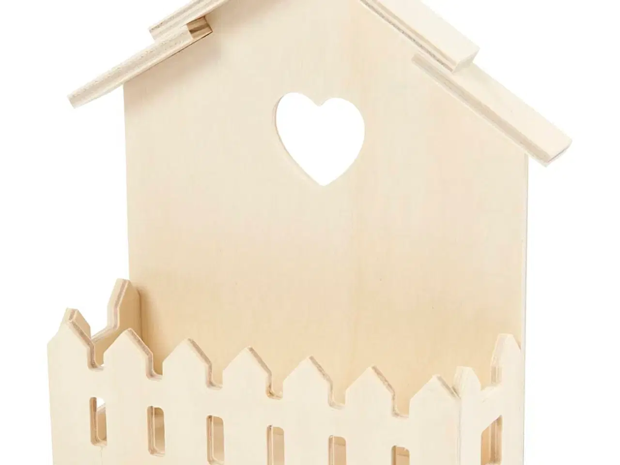 Billede 1 - Hyldehus i lyst træ med stakit - 16,5 cm høj