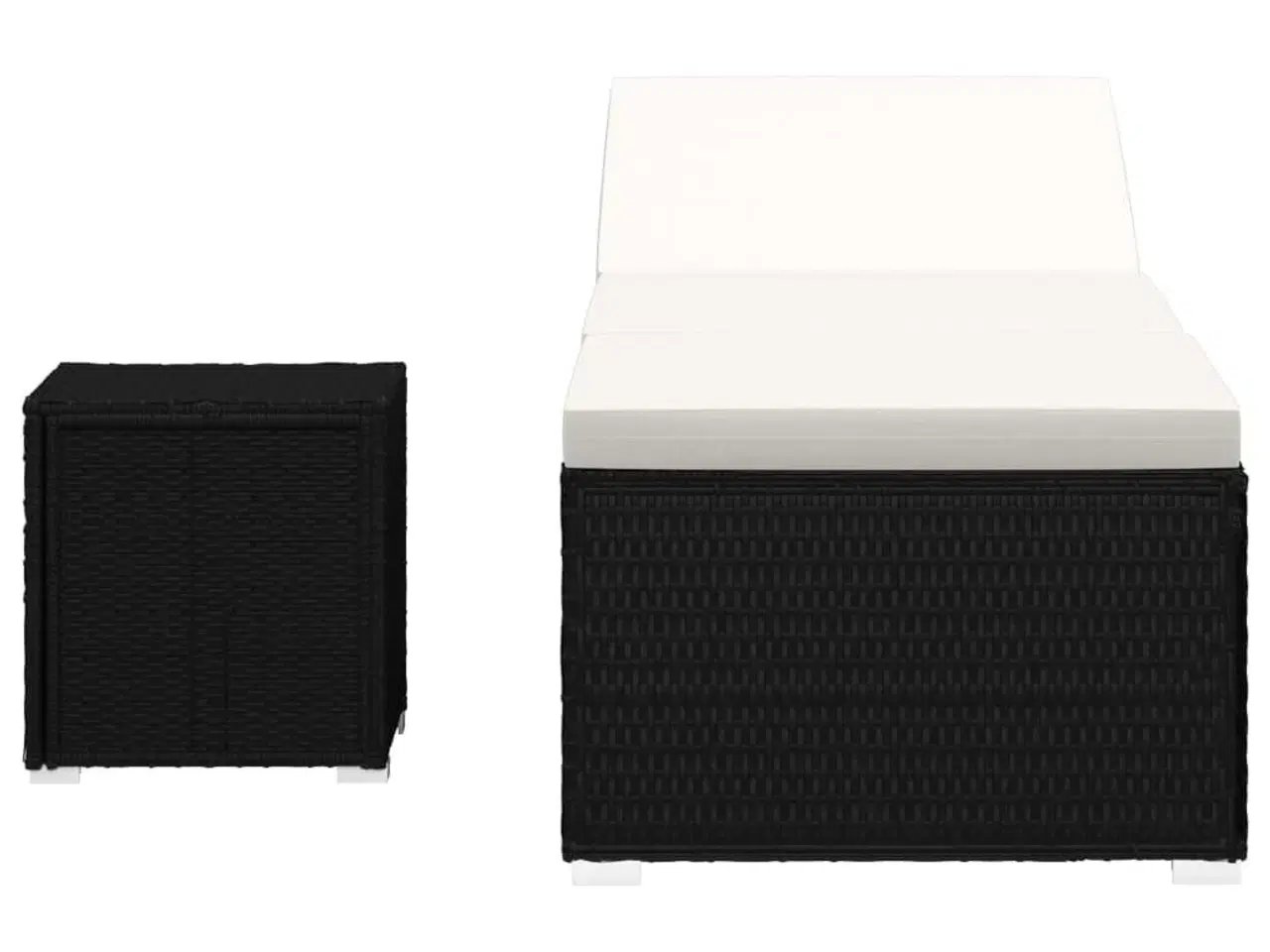 Billede 4 - Liggestol med hynde og tebord polyrattan cremehvid