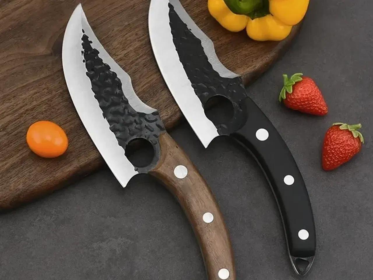 Billede 3 - Ergonomisk japansk urtekniv – Ergonomisk japansk urtekniv – valnøddeskaft