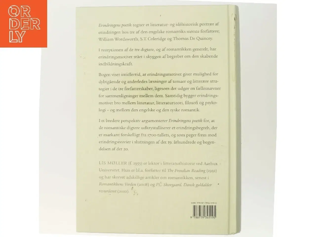 Billede 3 - Erindringens poetik : William Wordsworth, S.T. Coleridge, Thomas De Quincey af Lis Møller (f. 1955) (Bog)