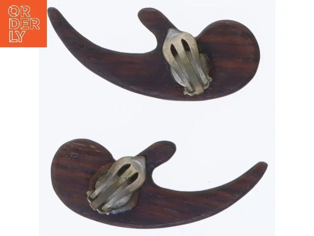 Billede 2 - Palisander træ øreringe med klips (str. 5,5 cm)