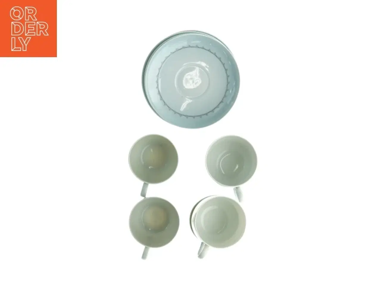 Billede 4 - Kaffekopper med underkopper med blomstermotiv, blå kornblomst, Demeter fra Bing Og Grøndahl (str. Diameter 13,5 cm h 7 cm)