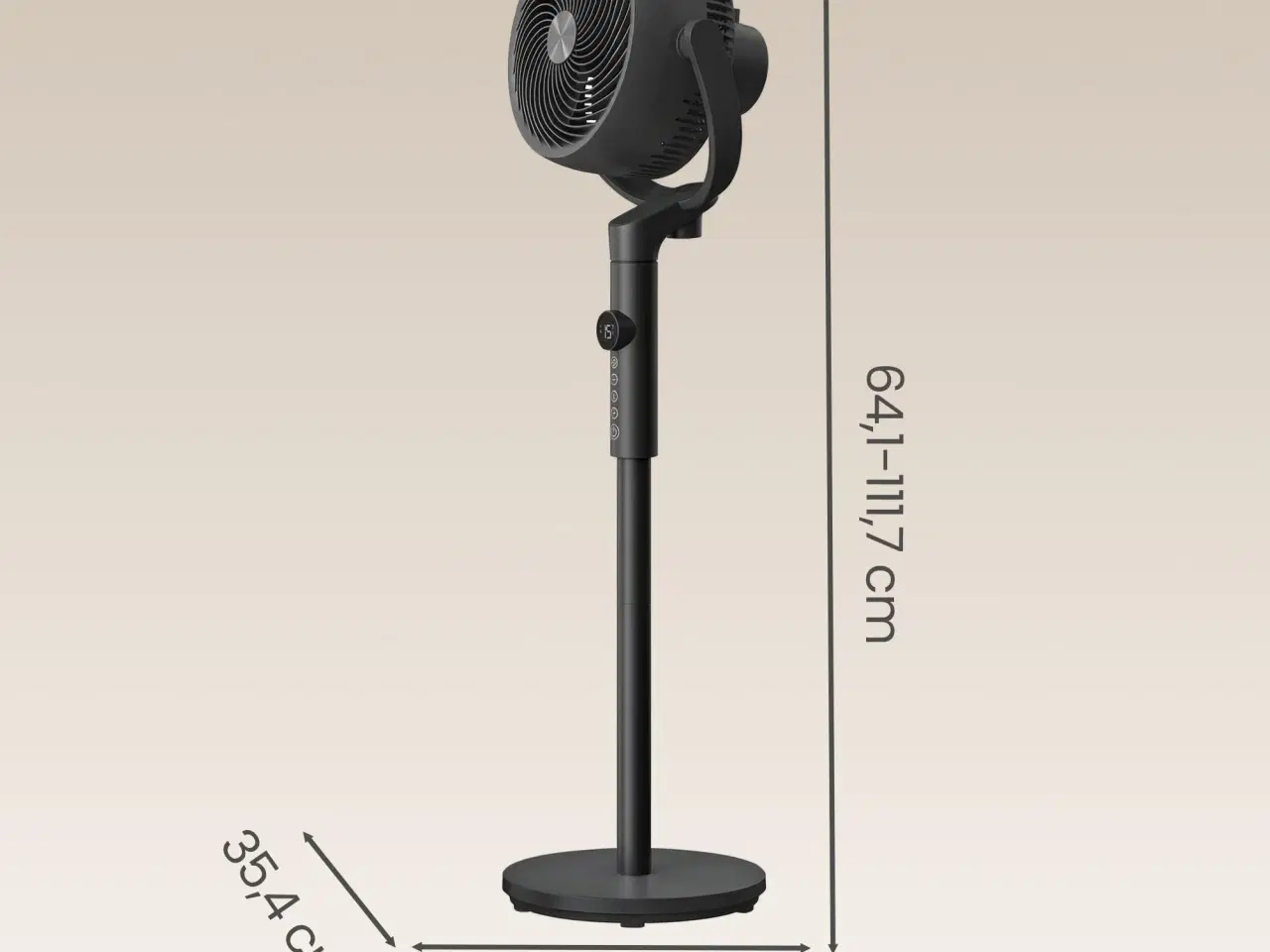 Billede 3 - Søjleventilator med fjernbetjening – højdejusterbar, 15 hastigheder, oscillation, timer, støjsvag – sort