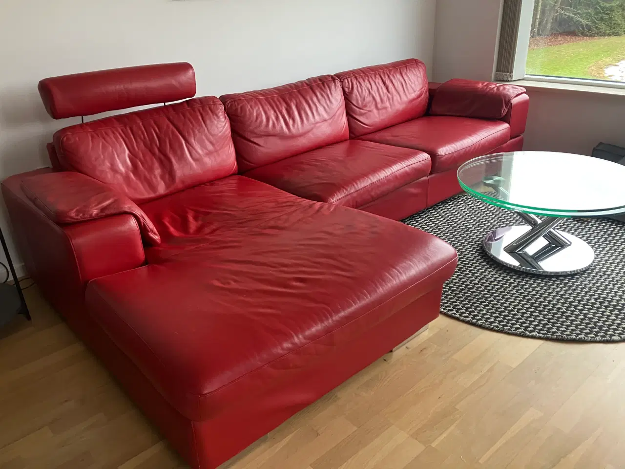 Billede 1 - Rød lædersofa