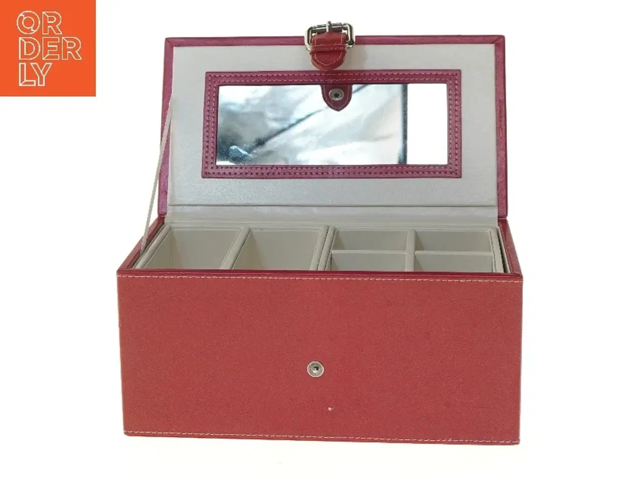 Billede 1 - Flot Rødt smykkeskin med spejl (str. 25,5x14 cm)
