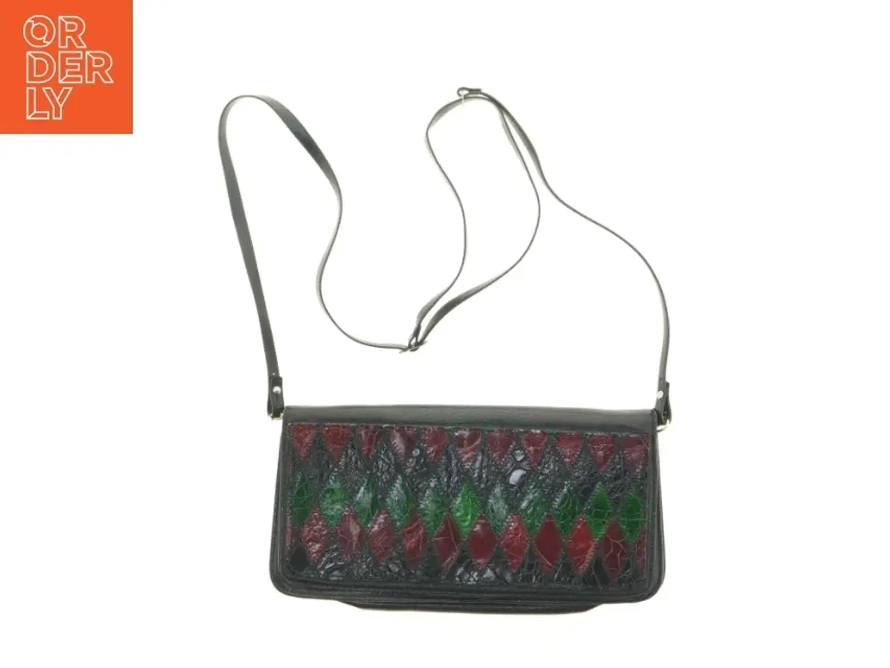 Billede 1 - Sort vintage skuldertaske i læder (str. 29 x 15 cm)