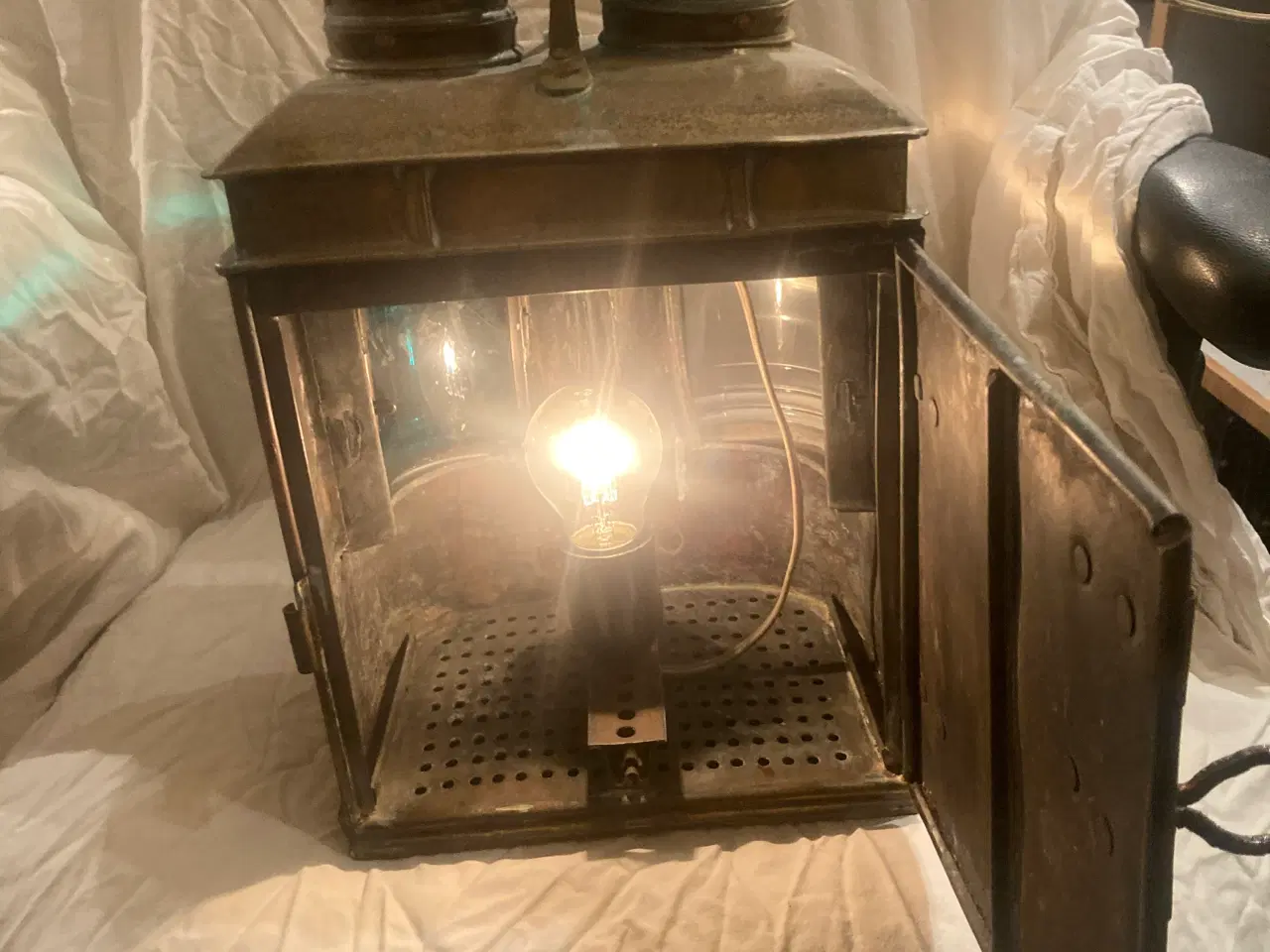 Billede 1 - Antik hygge skibslampe